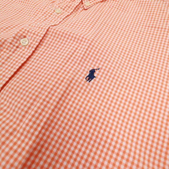 Ralph Lauren Vintage Men's Orange White Gingham Check Blake Button Up size XL‎ - Picture 3 of 10
